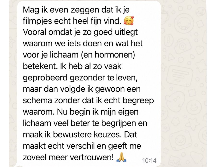 Bericht van een deelnemer: ze begrijpt haar lichaam en hormonen nu veel beter